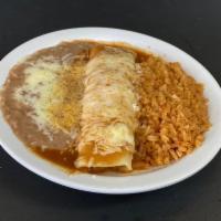 Kids Enchilada · Served with rice and beans.