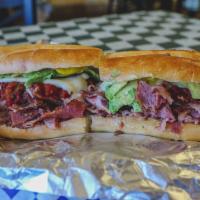 Killer Pastrami Hot Sandwich · Our regular hot pastrami. Smothered in Picante salsa and avocado.