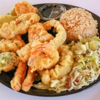 6. Mixed Tempura Plate · Tempura veggies, shrimp and salmon.