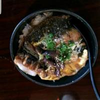 Unagi Don · Grilled freshwater eel with egg and onion.