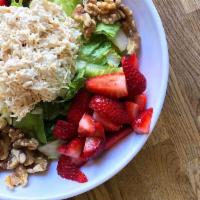 Strawberry Chicken Walnut Salad · Strawberries, chicken salad, walnuts and cucumber.