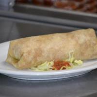 Vegetariano Burrito · Rice, beans, pico de gallo, cheese and avocado inside a large flour tortilla.