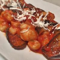 Gnocchi alla Norma · Potato Dumplings, Fried Eggplant, Pachino Tomato Sauce, Chillies