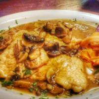 Chicken Marsala · Chicken breast sauteed in Marsala wine and mushrooms.Served with side pasta