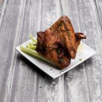 Bigg Buffalo Wings · Jumbo whole wings rubbed with own spices and smoked to perfection. Served with own Buffalo, ...