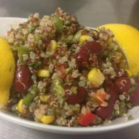 42. Organic Quinoa Salad  8oz · Organic quinoa, corn, bell pepper and kidney beans.
