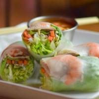 Vietnamese Fresh Spring Rolls · 2 Rolls - Rice paper wrapped spring rolls with fresh shrimp and pork, vermicelli rice noodle...