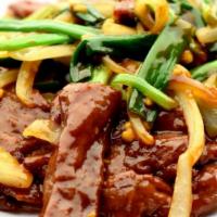 Mongolian Beef · Kung pao sauce, green and white onion.