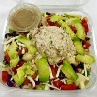 Gary's Salad · Choice of turkey or tuna, chopped lettuce, Roma tomatoes, green onion, avocado, hearts of pa...