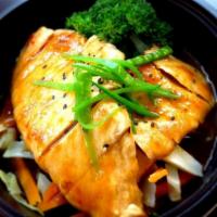 Chicken Teriyaki · Grilled chicken breast with broccoli, cabbages, carrots and sesame seeds with teriyaki sauce...