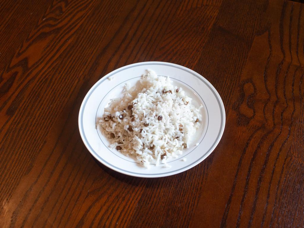 Mujadara · Rice cooked with lentils.