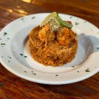Jambalaya · Andouille sausage, jumbo shrimp, diced chicken breast, sauteed onions, baby bell peppers, cr...