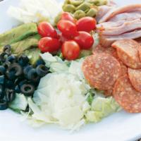 Antipasto Salad · Italian deli meats: mortadella, cappicola, Genoa salami, cheese, tomatoes, pepperoncinis and...