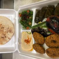 Veggie Garden Combo Plate · 4 Falafels, 4 Dolmas, Tabuleh Salad, served with Rice or French Fries, Pita Bread, with your...