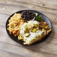2 Enchiladas Meal · Served with rice and bean. Flour tortilla roll over filled with taco meat of your choice, yo...