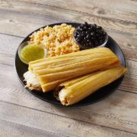 2 Tamales Meal · Made of masa filled of different meats or vegetables, salsa and wrapped in a corn dusk and b...