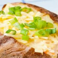 Kids Baked Potato · Baked potato, mozzarella and cheddar cheese and chives, Kids Juice