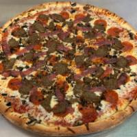 4-Toppings NY Thin Crust Pizza · Dough made fresh daily, fresh mozzarella cheese. Homemade pizza sauce Choice 4 toppings or m...