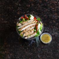 Sun-Dried Tomato Chicken Salad · Mesclun with grilled all-natural chicken, sun-dried tomatoes, roasted red peppers and fresh ...