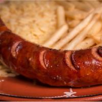 Portuguese Sausage · Served with the choice of 2 side items. Seasoned with Carlee's house sauce.