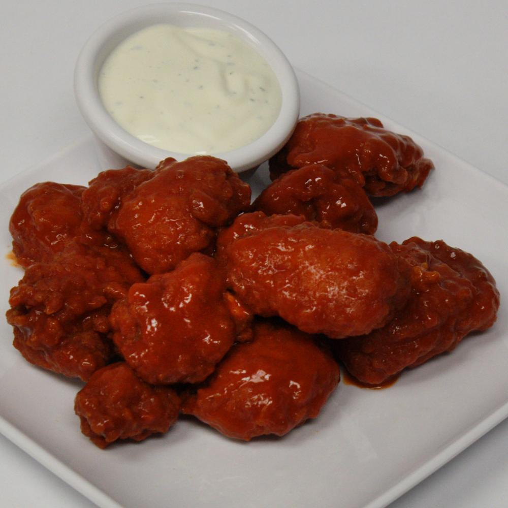 Boneless Chicken Wings · Fried boneless chicken wings tossed in choice of sauce, served with your choice of sauce