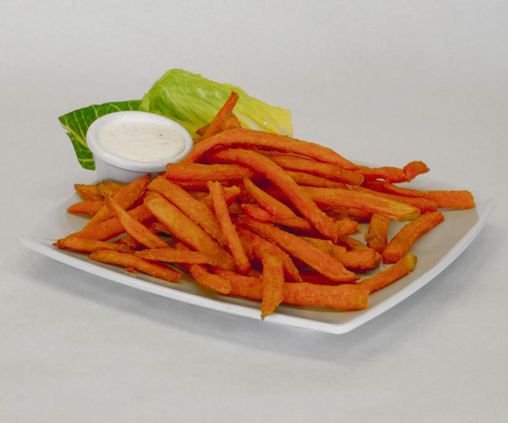 Sweet Potato Fries · Fried crispy sweet potato fries served with your choice of sauce