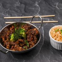 Orange Beef · Lightly battered, wok tossed with orange peels, dried peppers, sweet-spicy sauce and side of...