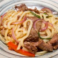 XO Sauce Udon Beef · Beef stir-fried with tender udon noodles in a savory X.O. sauce