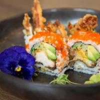 Spider Maki (4 pieces) * · Soft shell crab, avocado, cucumber, and tobiko