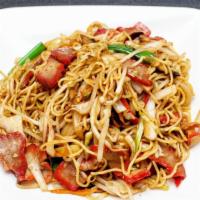 Yakisoba (Japanese Style Stir Fry Noodles for $1.00 Upcharge) · Japanese ramen-style buckwheat noodles stir fried with choice of meat, shrimp and vegetables. 