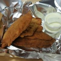 Chicken Strips · crispy breaded strips served with your choice of blue cheese or our house made ranch.