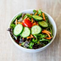 Mixed Green Salad a la Carte (Gluten Free) · cucumbers, tomatoes & shredded carrots with balsamic vinaigrette dressing