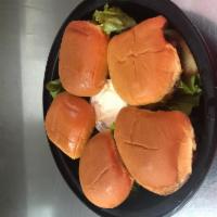 10 Sliders and Large Fries Special · Each slider is a 2 oz. burger with American cheese, lettuce, tomato and pickles. No Substitu...