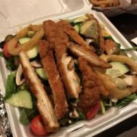 Combination Grilled Portobello and Grilled Chicken Salad · Now you don't have to choose between two of your favorites! Includes a generous spring mix o...