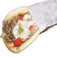 PHILLY CHEESESTEAK PITA · Ribeye Steak and provolone cheese with grilled onions and peppers on a pita.