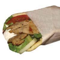 CHICKEN GYROS PITA · Seasoned chicken gyros layered with lettuce, onions, tomatoes and tzatziki sauce.