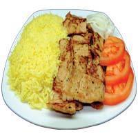 CHICKEN GYROS PLATE · Seared layers of seasoned chicken, broiled on a vertical skewer, thinly-sliced, and served w...