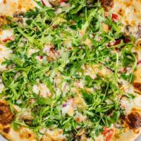 The Kinky Wizard Pizza · Truffle oil sauce pizza with fresh mozzarella cheese, saute mushroom, ricotta cheese, shaved...