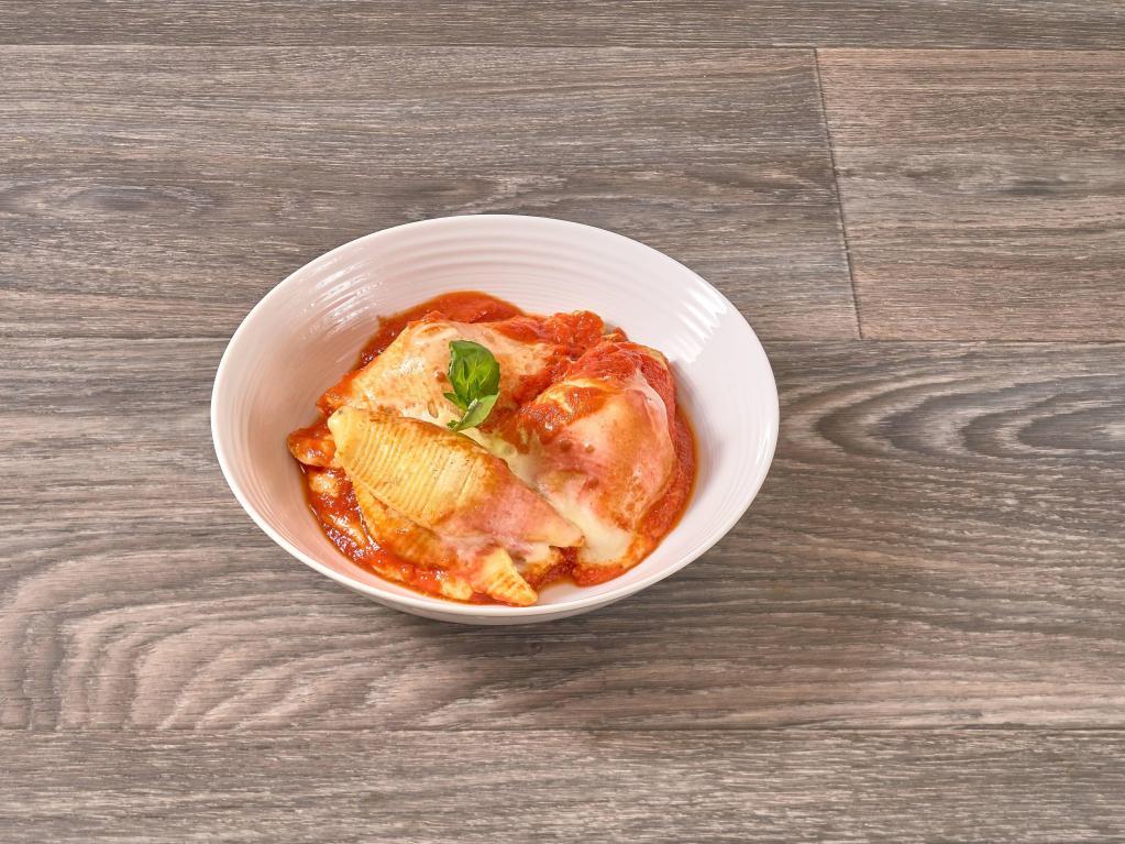 Stuffed Shells · Filled with a blend of 3 kinds of cheese, tomato sauce and mozzarella.