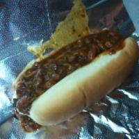 Chili Dog · An all beef Vienna frank covered with house made chili.