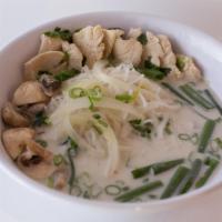 Tom Kha Noodle Soup · Rich and creamy Coconut based soup with exotic spices and Thai chili: coconut milk, mushroom...