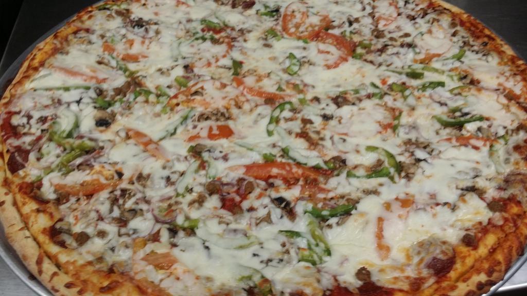iCuisine Special Pizza · Pepperoni, sausage, salami, mushrooms, bell peppers, onions and fresh tomatoes.