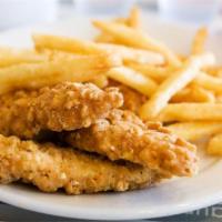 Chicken Fingers · Served with french fries and honey mustard. 