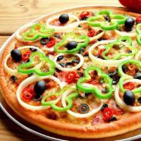 Vegetable Pizza · Onions, peppers, mushrooms, broccoli and tomatoes. 
