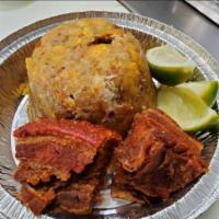 Mofongo de Chicharro · Fried pork belly mofongo 
