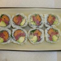 Spicy Evanston Roll · Tuna, salmon, avocado, dill, and spicy mayo