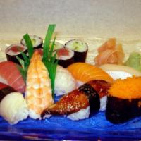 Sushi Superior  · 1 piece each: tuna, white fish, salmon, yellowtail, eel, surf clam, shrimp and smelt roe; 1/...