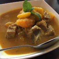 F2. Pumpkin Pork Stew · Tender pork stew slow-cooked with kabocha squash, garlic, ginger and onion.