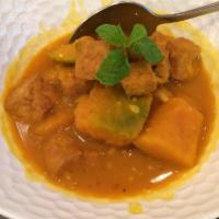 J7. Pumpkin Tofu · Stew tofu slow-cooked with kabocha squash, garlic, ginger and onion. Vegetarian.