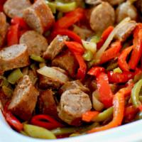 Italian Sausage and Peppers · Served with chunky pieces of spicy Italian sausage sauteed with roasted bell pepper and red ...